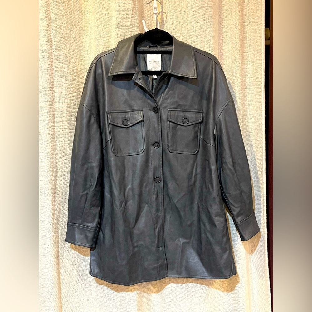 Avec Les Filles oversized faux leather button up